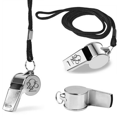 Stainless Steel Whistle With Lanyard